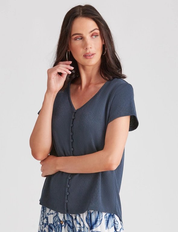 Katies Knitwear Textured Button Front Top, hi-res image number null