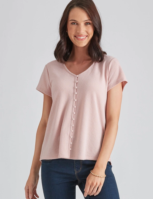 Katies Knitwear Textured Button Front Top, hi-res image number null