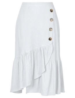 Katies Midi Length Button Trim Skirt