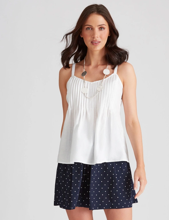 Katies Linen Blend Pintuck Camisole, hi-res image number null