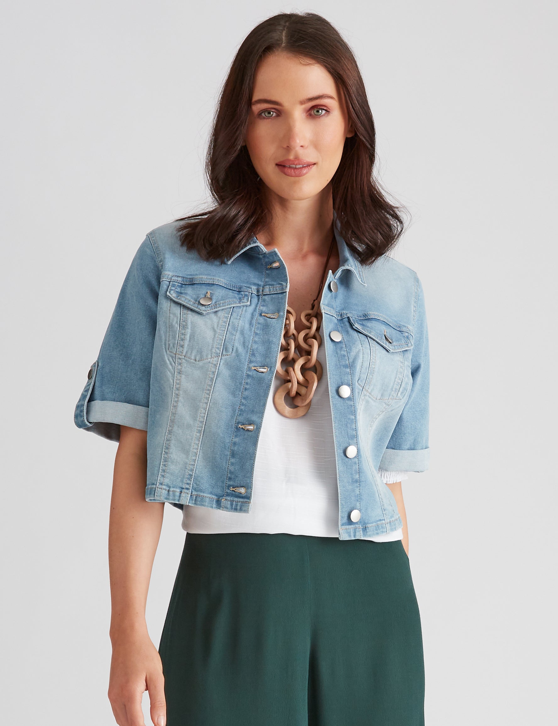 Katies Elbow Sleeve Crop Denim Jacket | Crossroads