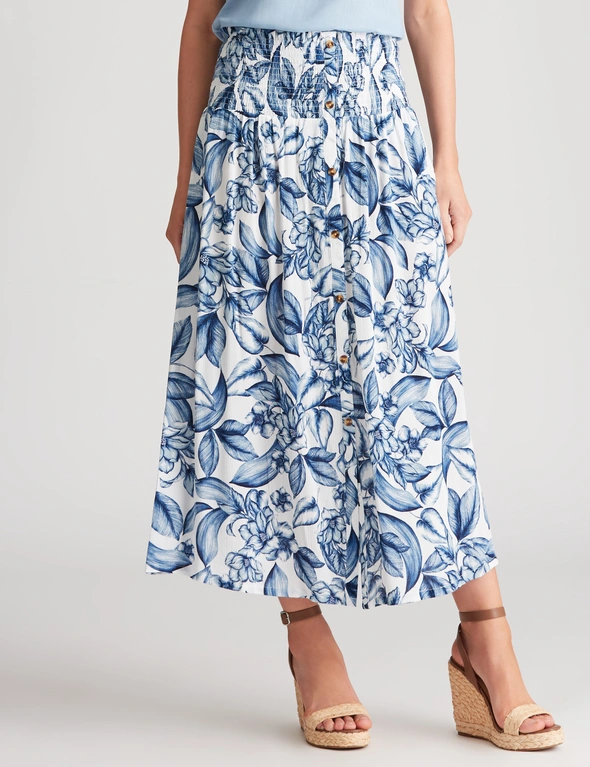 Katies Button Front Smocked Waist Maxi Skirt, hi-res image number null