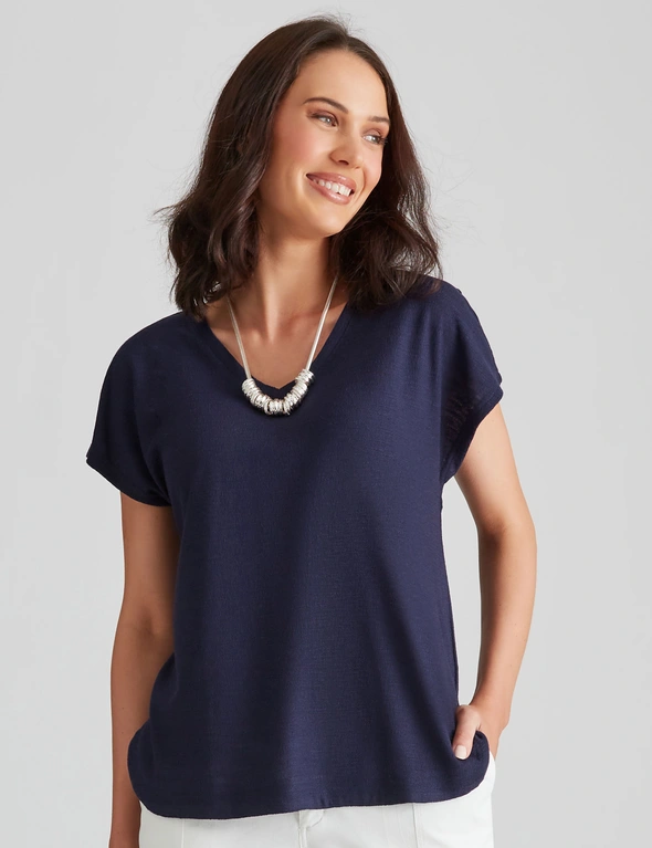 Katies Knitwear V-Neck Textured Blouse, hi-res image number null