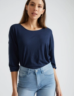 Katies Button Back Textured Top