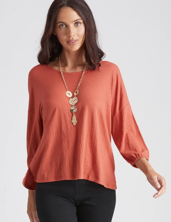 Katies Button Back Textured Top, hi-res image number null
