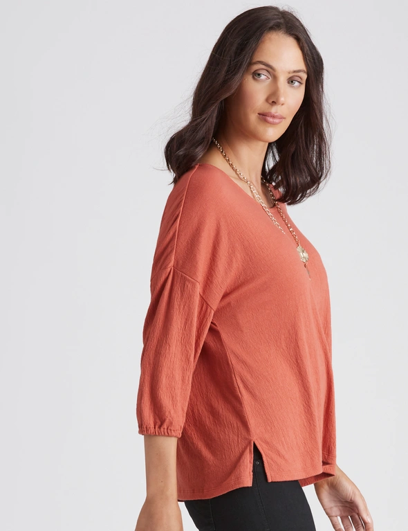 Katies Button Back Textured Top, hi-res image number null