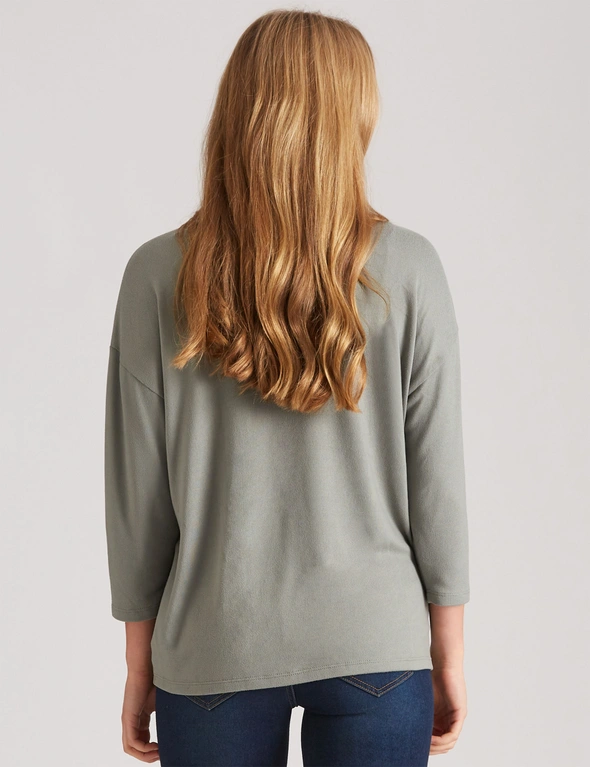 Katies 3/4 Sleeve Rusched Front Top, hi-res image number null