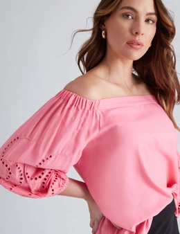 Katies Off The Shoulder Embroidered Top