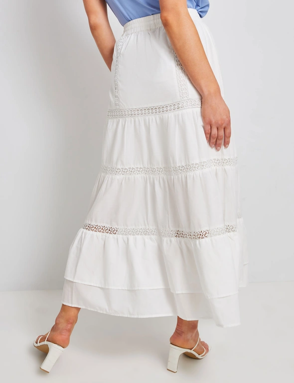 Katies Cotton Lace Tiered Maxi Skirt, hi-res image number null