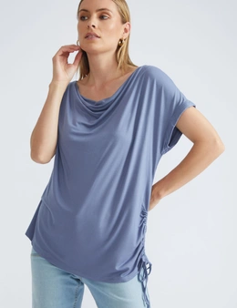 Katies Extended Sleeve Side Rusched Knitwear Top