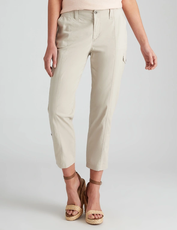 Katies Cotton Rib Trim Roll Up Cargo Pants, hi-res image number null