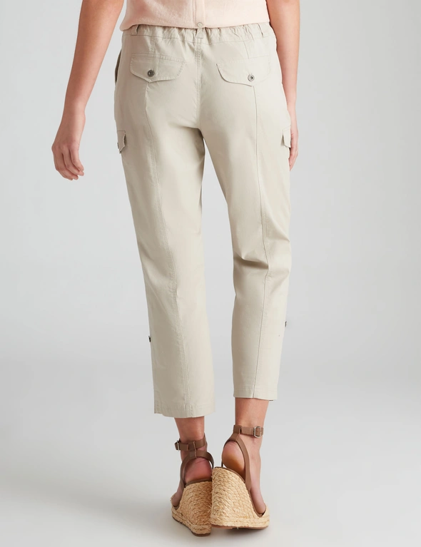 Katies Cotton Rib Trim Roll Up Cargo Pants, hi-res image number null