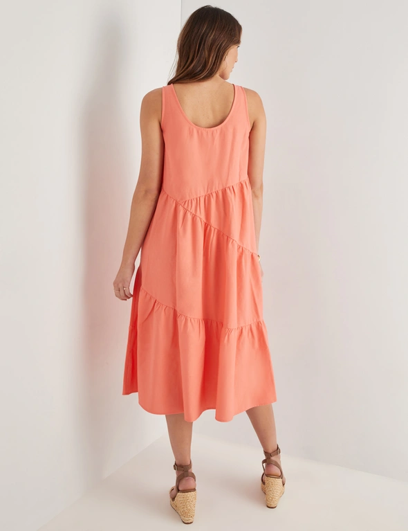 Katies Linen Sleeveless Seamed Tiered Maxi Dress, hi-res image number null