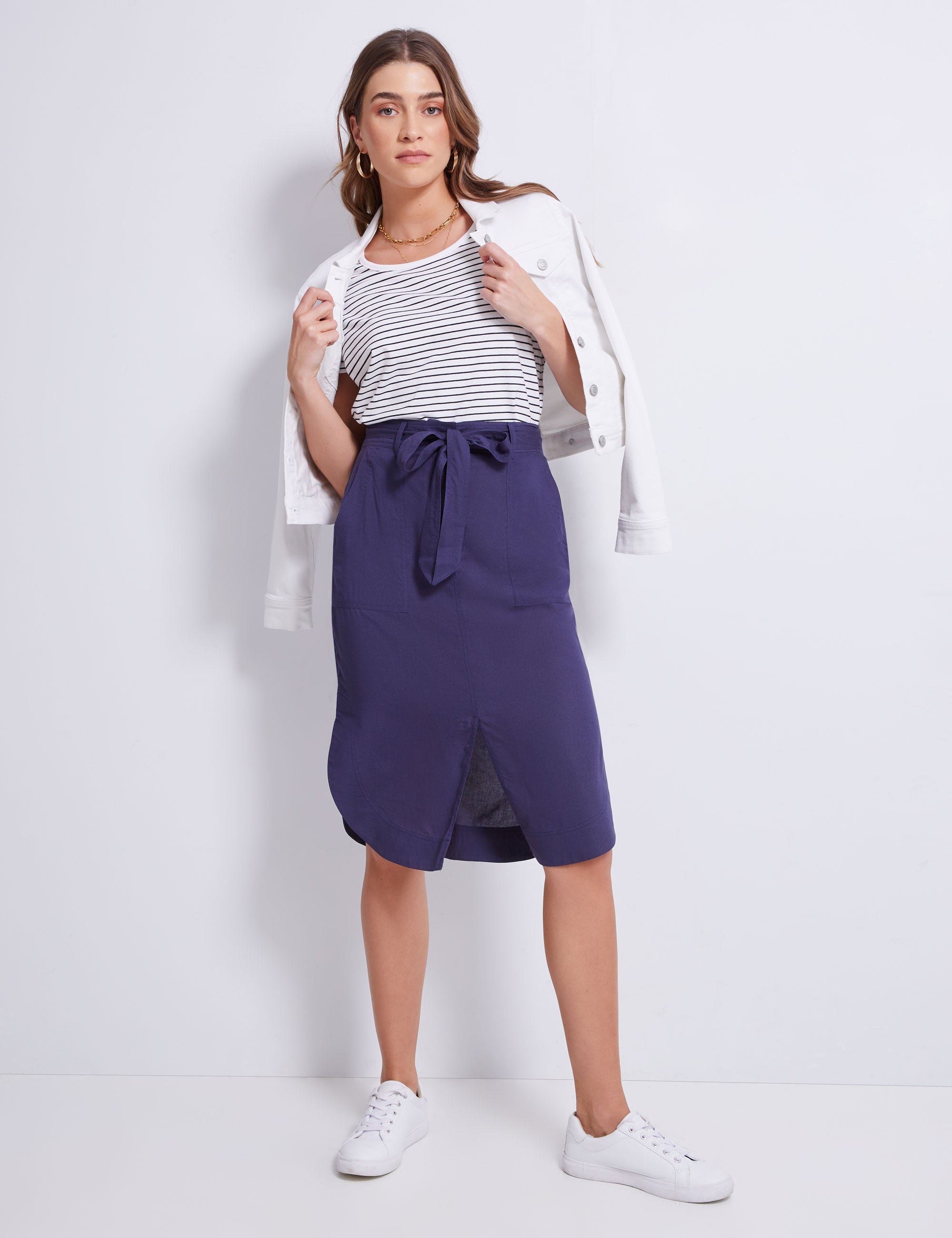 Katies Linen Curved Hem Skirt Liz Jordan