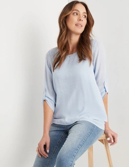 Katies Roll Up Sleeve Double Layer Top