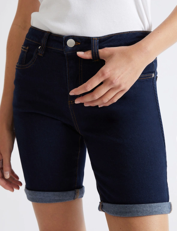 Katies Cotton Fly Front Denim Shorts, hi-res image number null