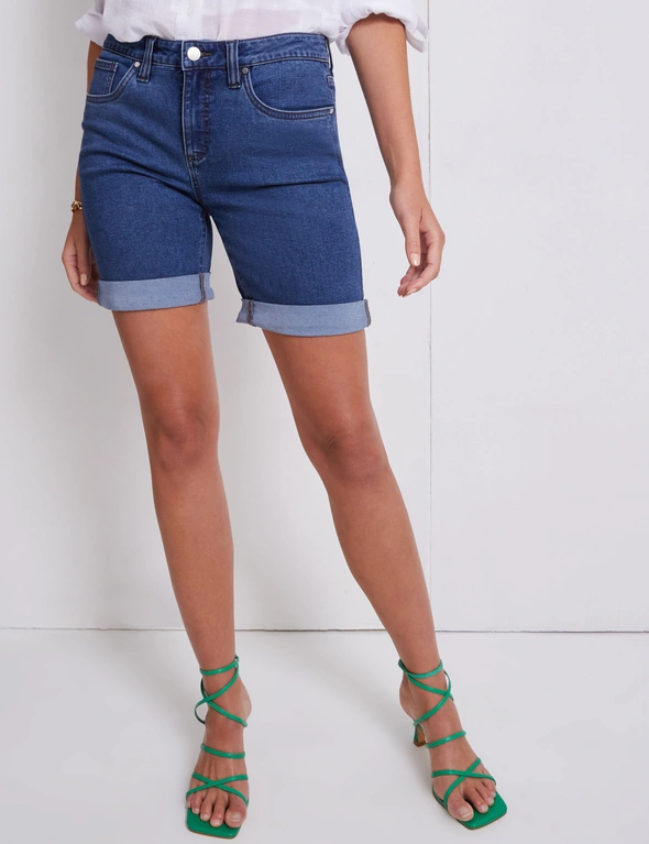 Katies Cotton Fly Front Denim Shorts, hi-res image number null