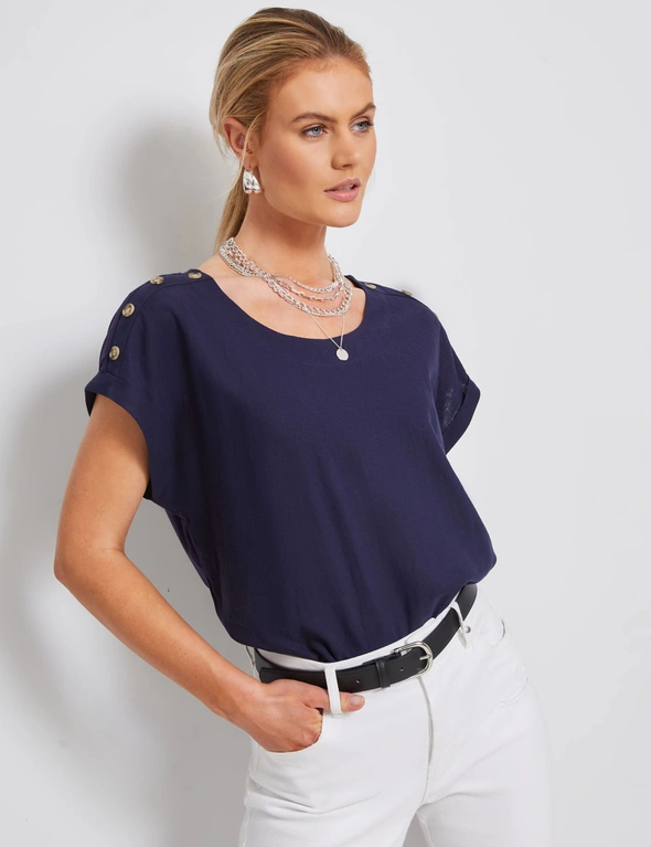 Katies Linen Extended Sleeve Knitwear Back Top, hi-res image number null