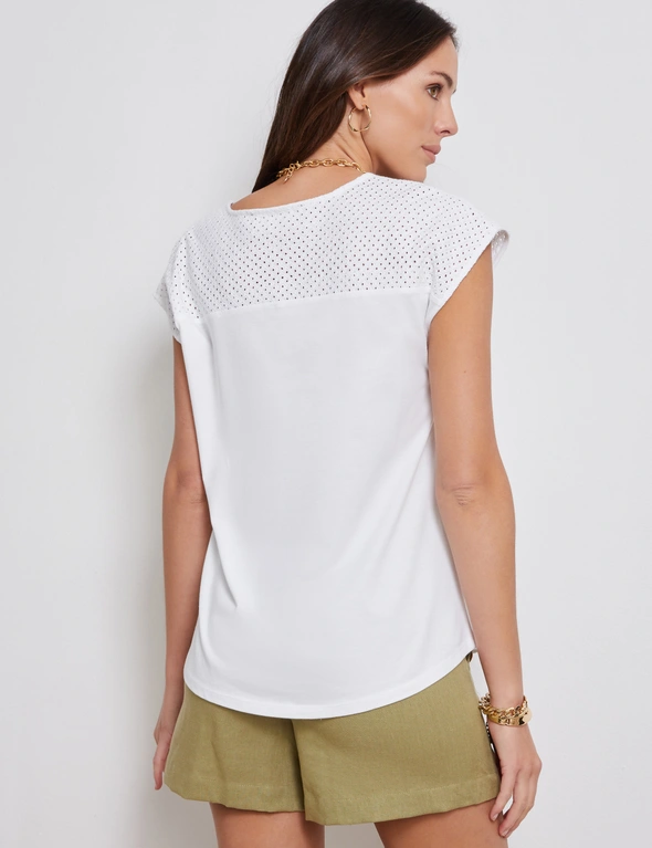 Katies Extended Sleeve Lace Trim Cotton Tee, hi-res image number null