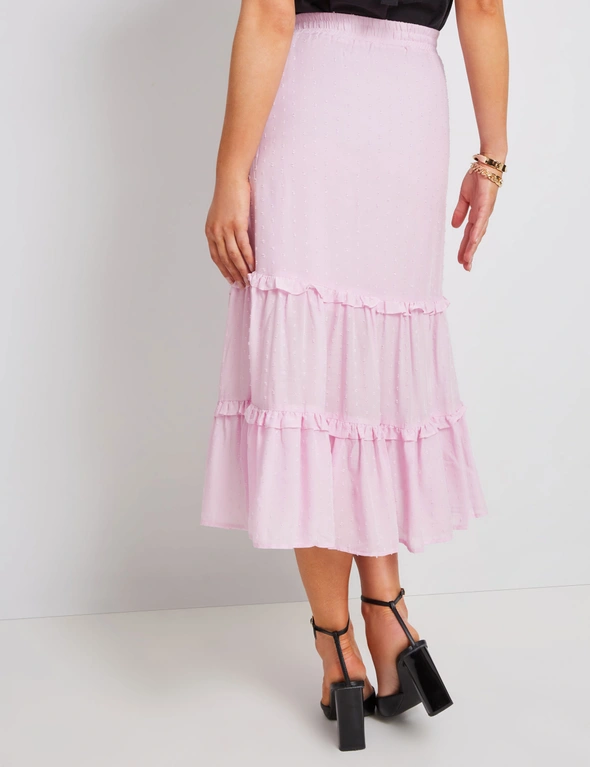 Katies Maxi Clipped Dot Tiered Skirt, hi-res image number null