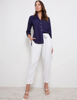 Katies Full Length Belted Linen Pant