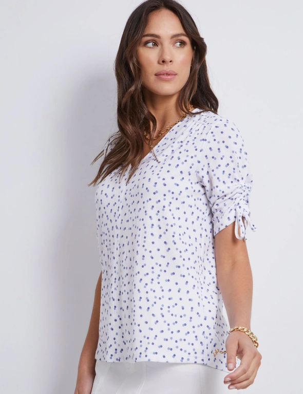 Katies Elbow Rusched Sleeve Texture Top, hi-res image number null