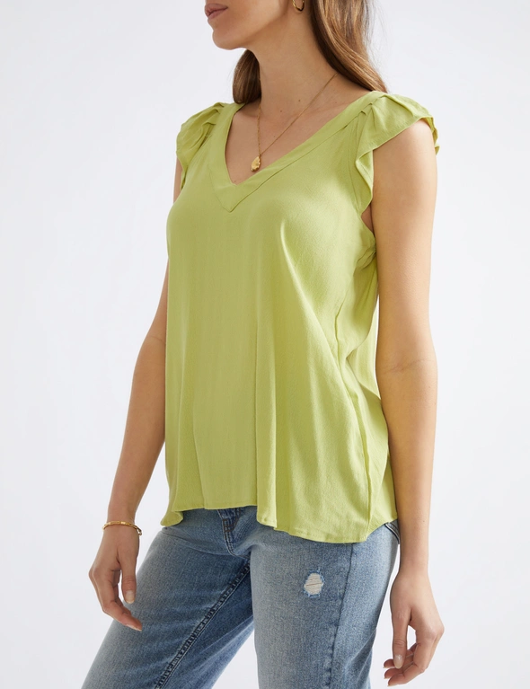 Katies Cap Sleeve Double V Neck Top, hi-res image number null