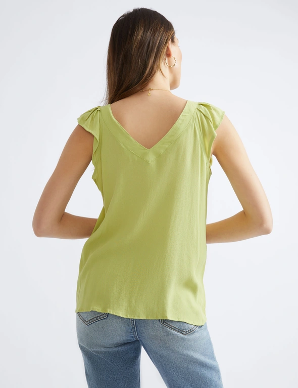 Katies Cap Sleeve Double V Neck Top, hi-res image number null