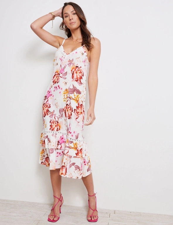 Katies Strappy Double Flounce Midi Dress, hi-res image number null