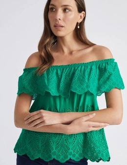 Katies Off The Shoulder Embroidered Knit Top