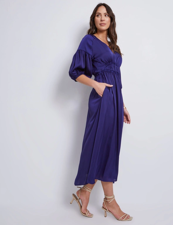 Katies 3/4 Sleeve Shirred Front Maxi Dress, hi-res image number null