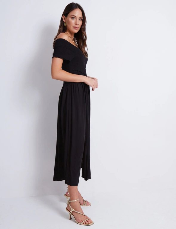 Katies Cap Sleeve Crossover Smocked Bodice Maxi Dress, hi-res image number null
