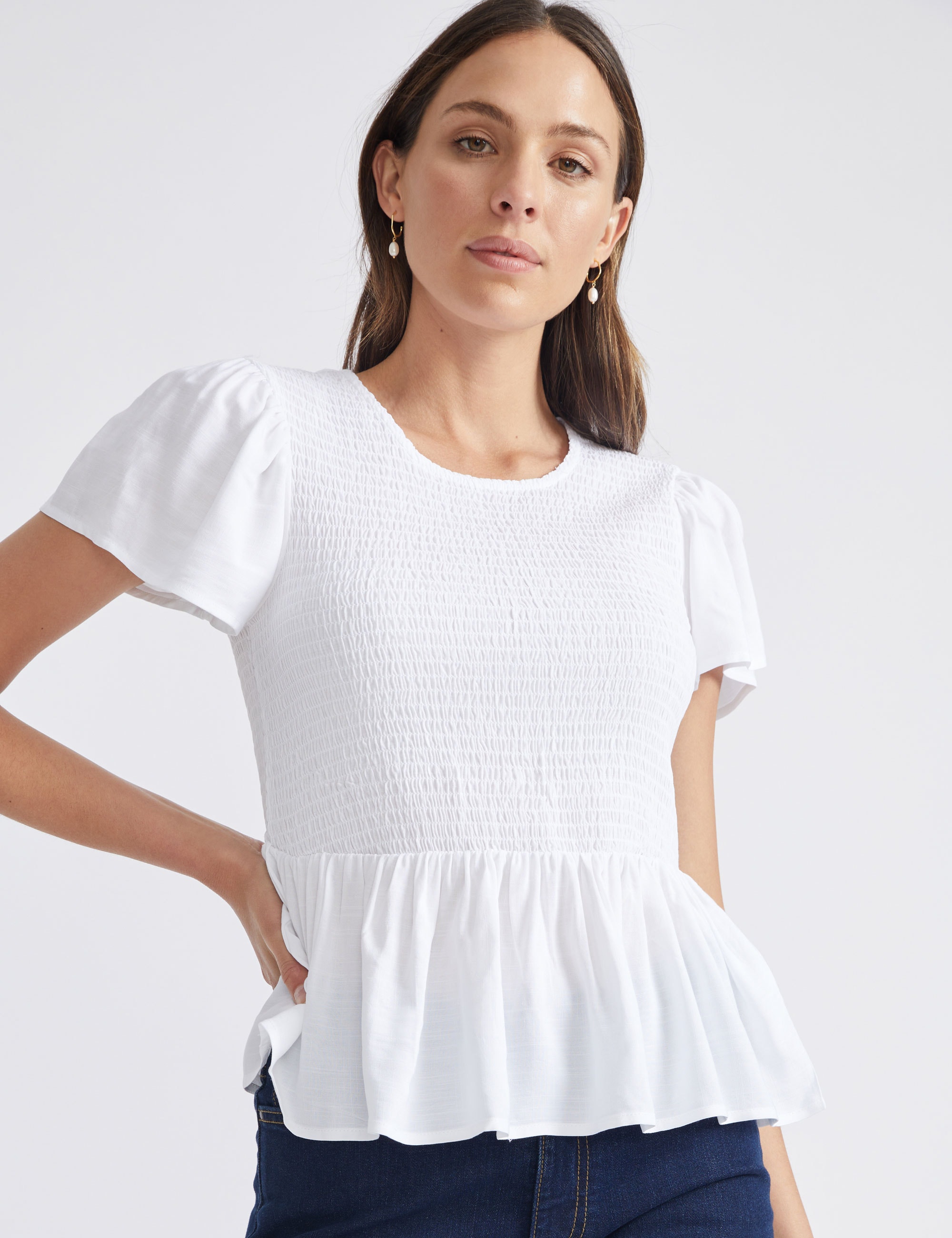 Short Sleeve Smocked Tee