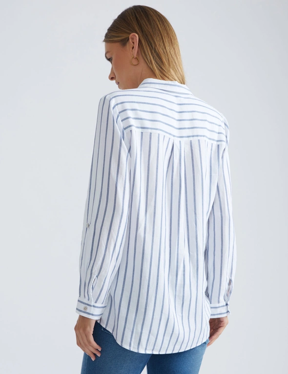 Katies 3Q Sleeve Stripe Linen Shirt | EziBuy NZ