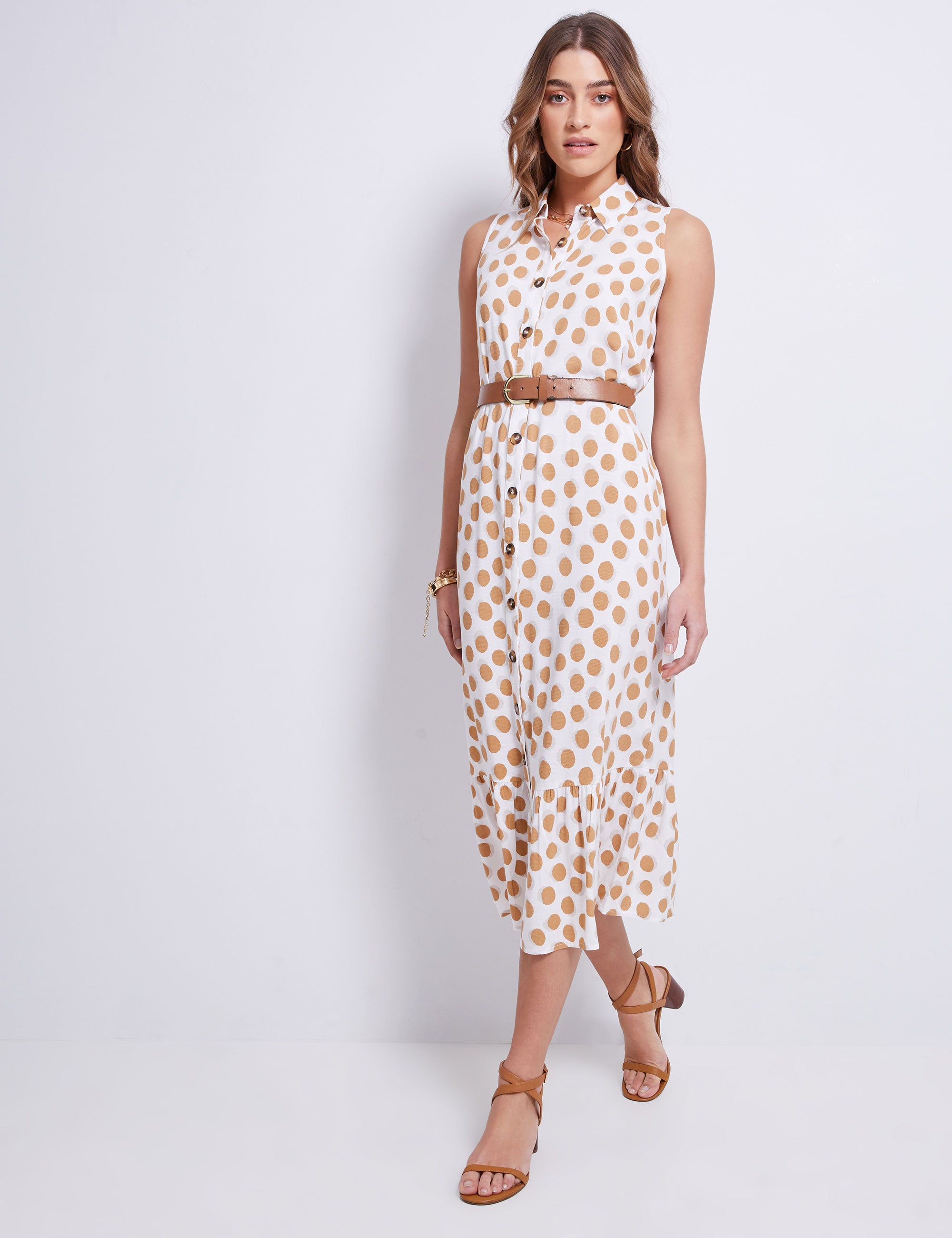 Katies Sleeveless Tiered Shirt Dress | W Lane