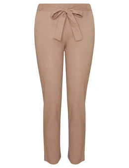 Katies Ankle Tie Front Seamed Linen Pant