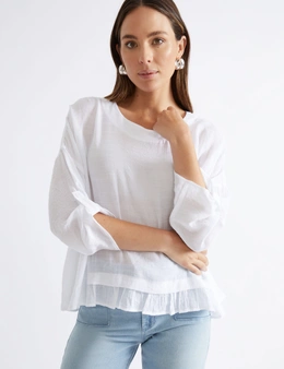 Katies 3Q Roll Up Sleeve Double Layer Top