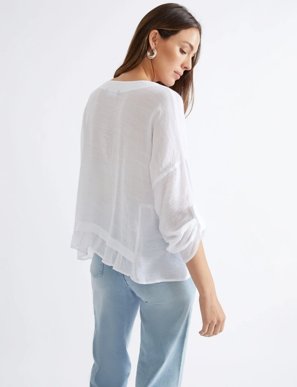 Katies 3Q Roll Up Sleeve Double Layer Top, hi-res image number null