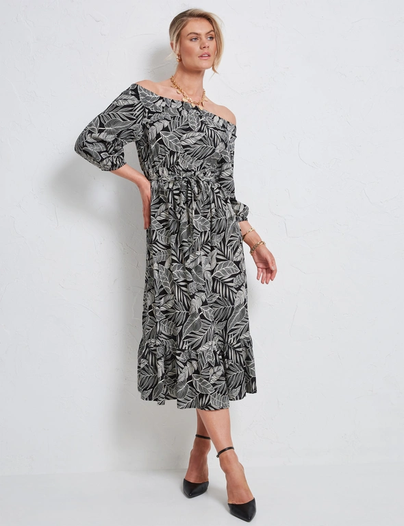 Katies 3/4 Sleeve Off The Shoulder Maxi Dress, hi-res image number null