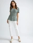 Katies Short Sleeve Rusched Front Knitwear Top, hi-res