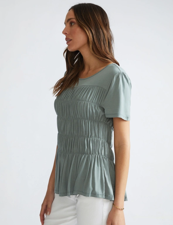 Katies Short Sleeve Rusched Front Knitwear Top, hi-res image number null
