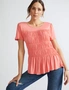Katies Short Sleeve Rusched Front Knitwear Top, hi-res