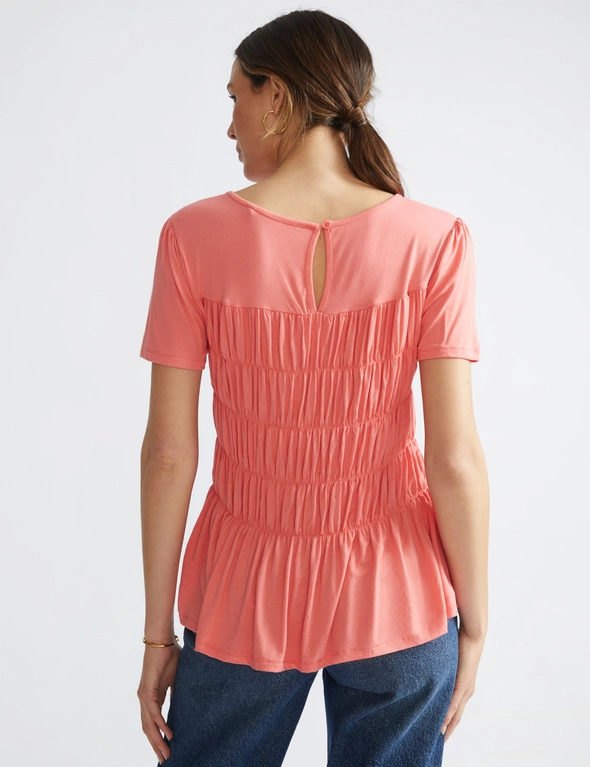 Katies Short Sleeve Rusched Front Knitwear Top, hi-res image number null