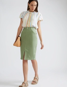 Katies Seamed Cotton Twill Skirt