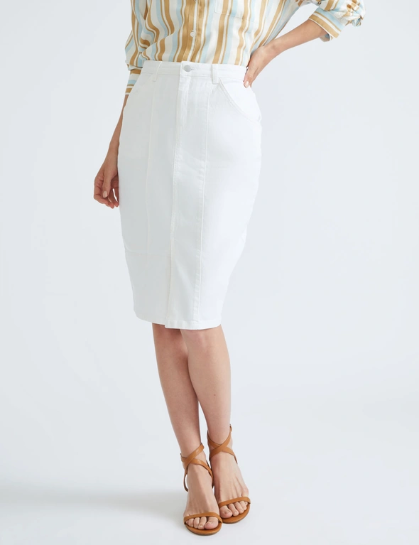 Katies Seamed Cotton Twill Skirt, hi-res image number null