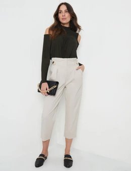 Katies Ankle Straight Leg Button Tab Pants