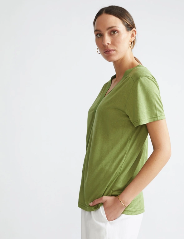 Katies Short Sleeve Double V Knitwear Top, hi-res image number null