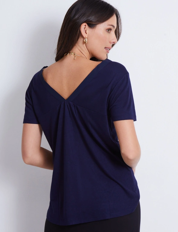 Katies Short Sleeve Double V Knitwear Top, hi-res image number null