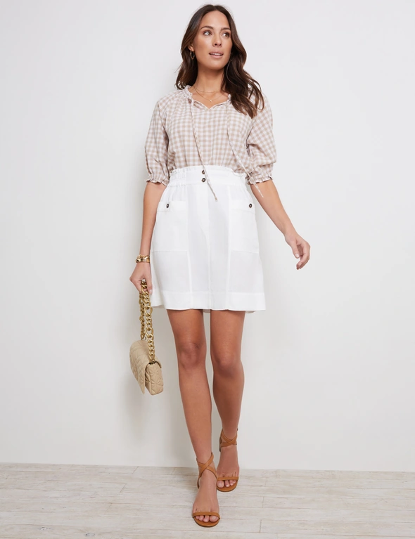 Katies Knee Length Side Pocket Linen Skirt | Katies Australia