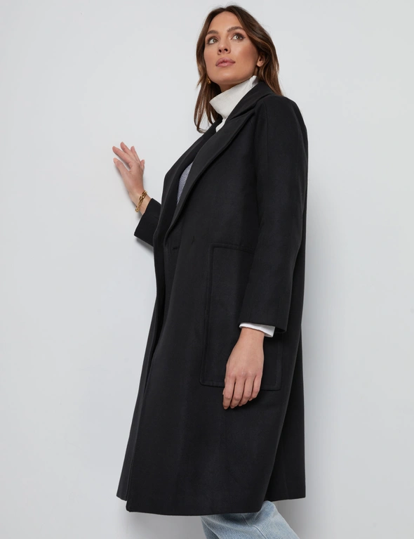 Katies Double Button Seamed Melton Coat, hi-res image number null
